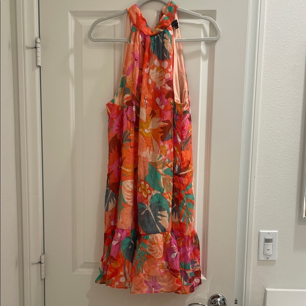 1. State Floral Halter Mini Dress - Orange, Pink, Green